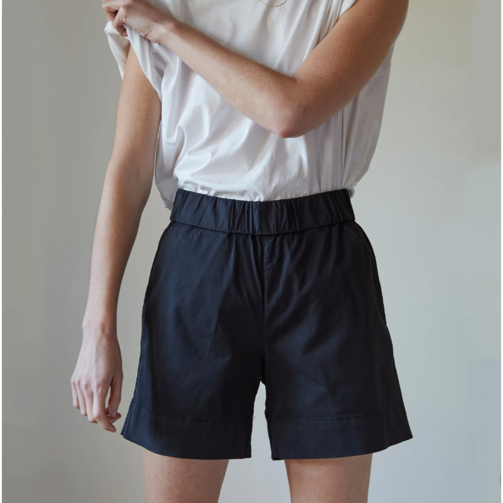 Everlane Womens The Easy Short Size 4 Elastic Waist Chino Black